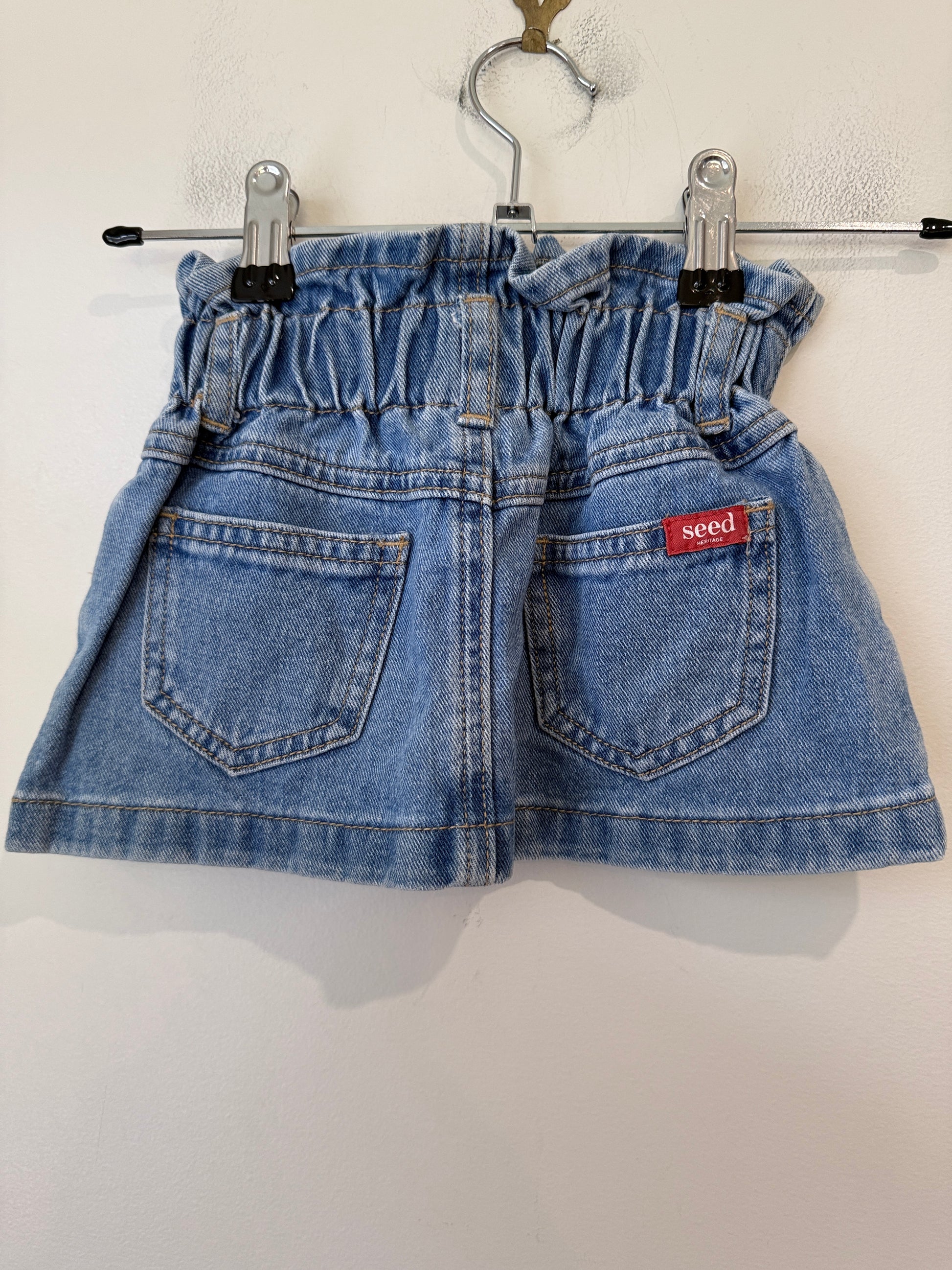 Seed Heritage Girls Denim Paperbag Skirt Size 4