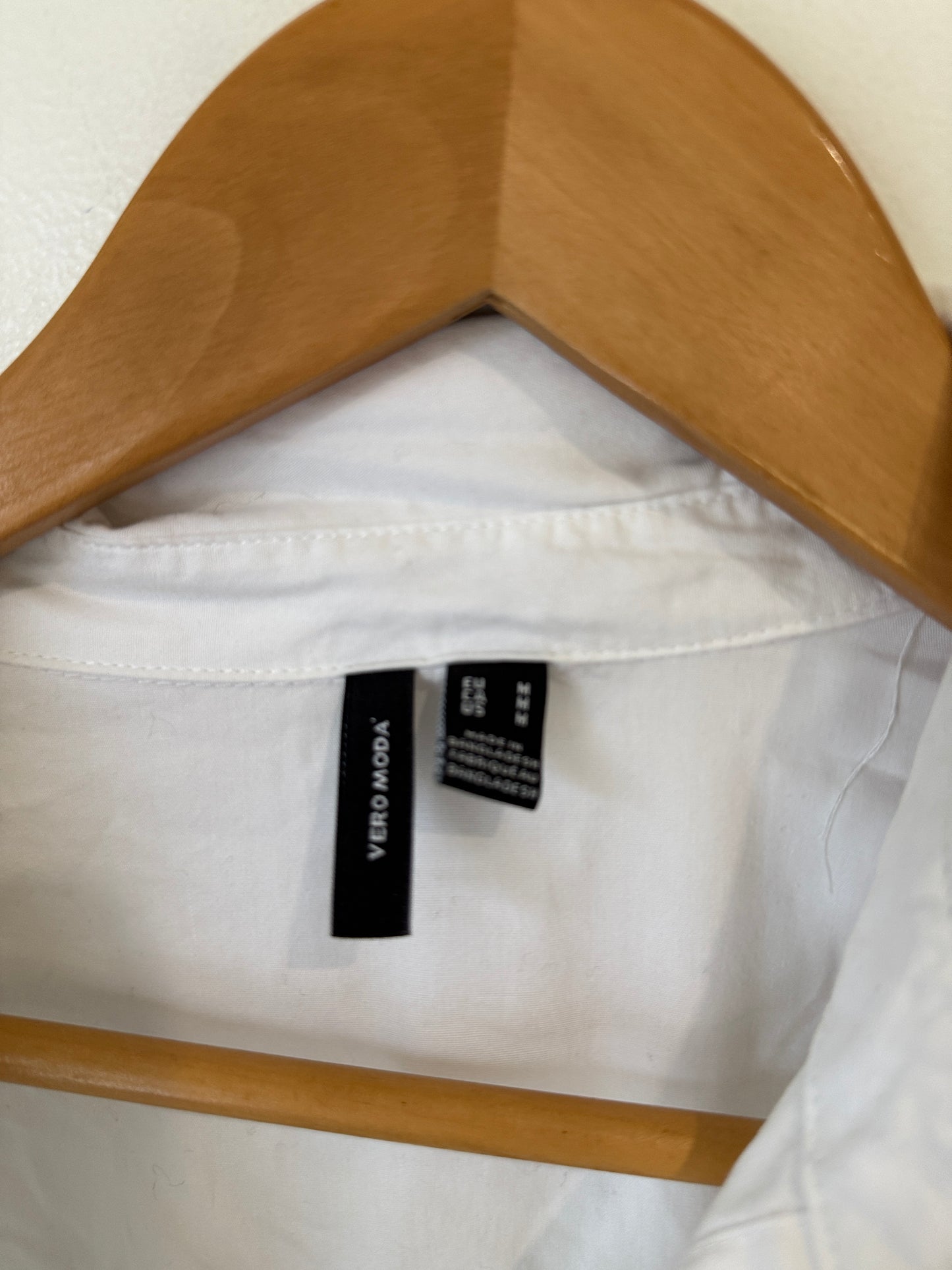 Vero Moda White Cotton Tiered Puff Sleeve Shirt Dress Size M