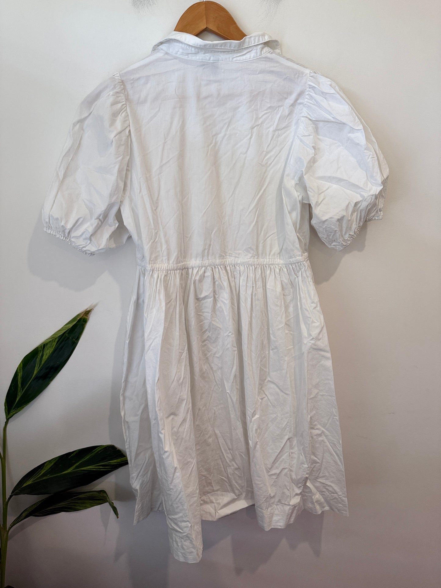 Vero Moda White Cotton Tiered Puff Sleeve Shirt Dress Size M