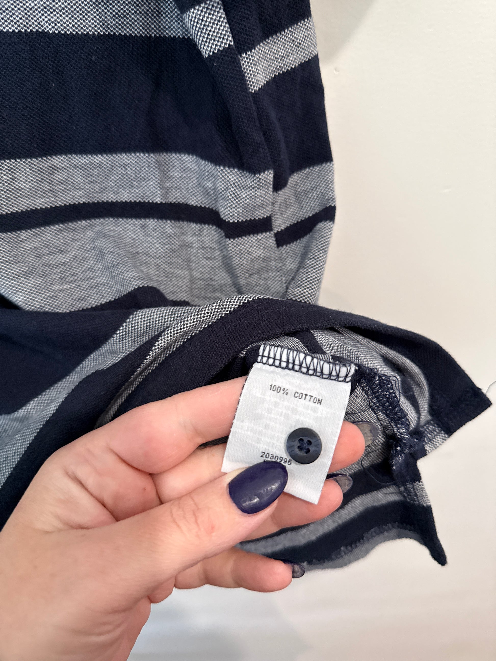 Rivers Navy & Grey Stripe Polo Shirt Size XL