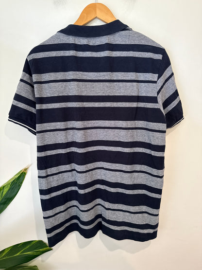 Rivers Navy & Grey Stripe Polo Shirt Size XL