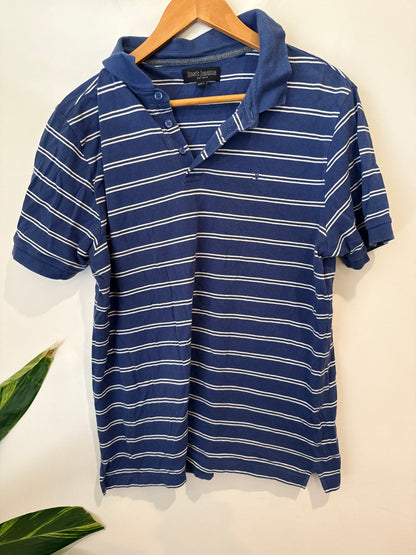 Just Jeans Blue & White Stripe Polo Shirt Size L