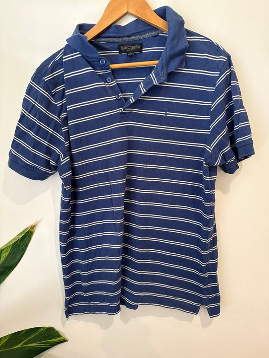 Just Jeans Blue & White Stripe Polo Shirt Size L