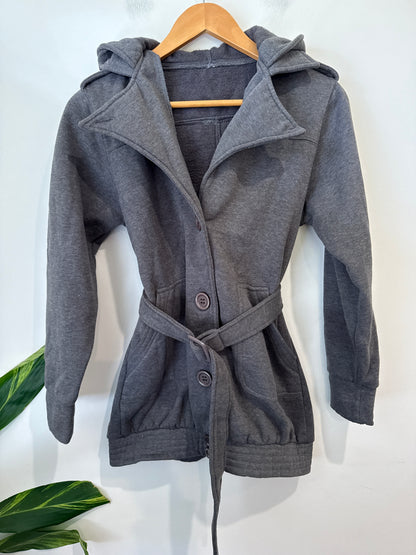 Grey Belted Hooded Fleece Coat | U/Arm to U/Arm 46cm