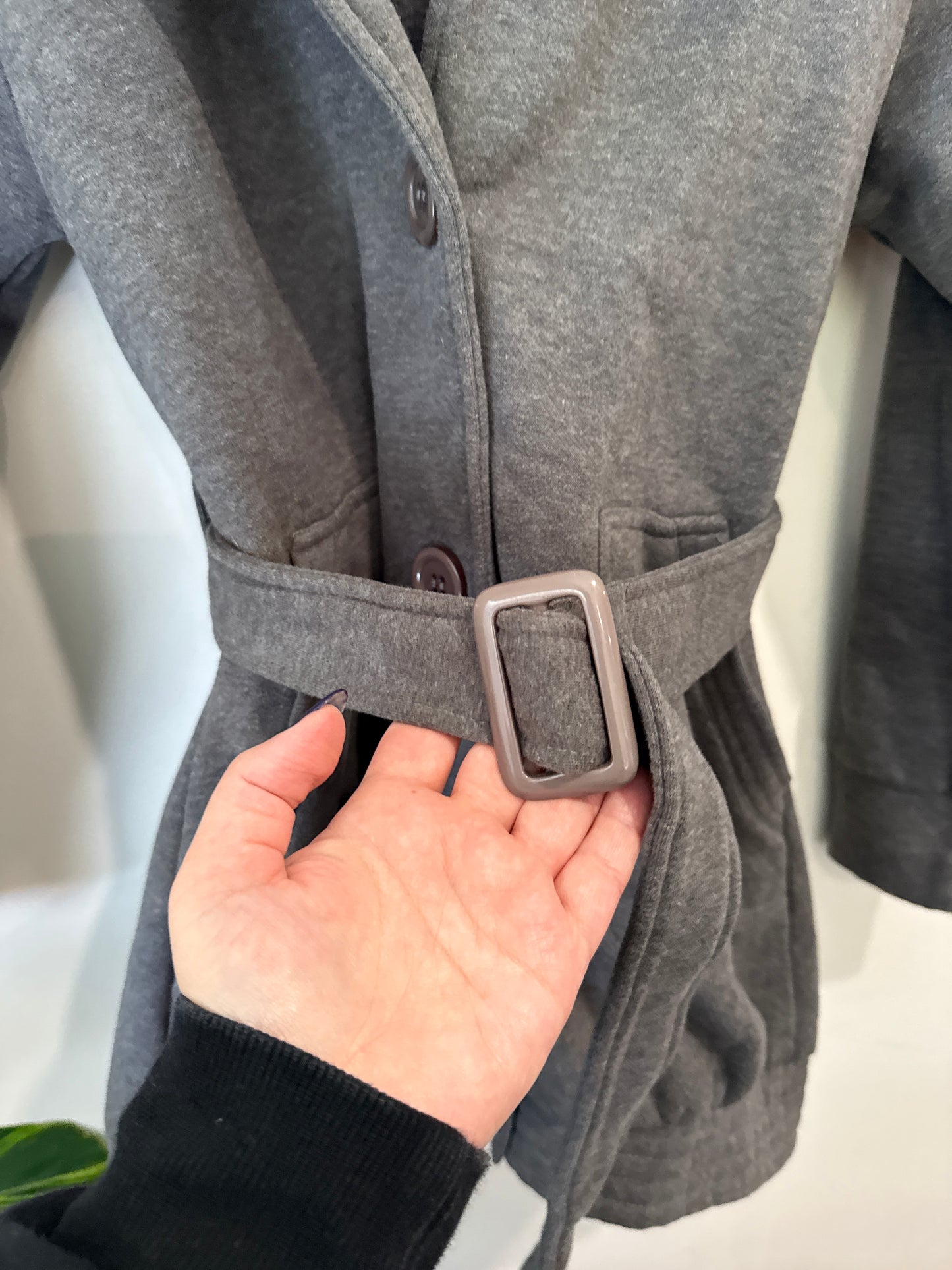 Grey Belted Hooded Fleece Coat | U/Arm to U/Arm 46cm