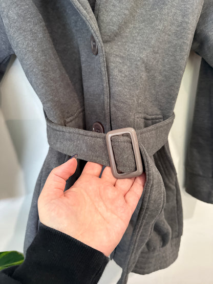 Grey Belted Hooded Fleece Coat | U/Arm to U/Arm 46cm