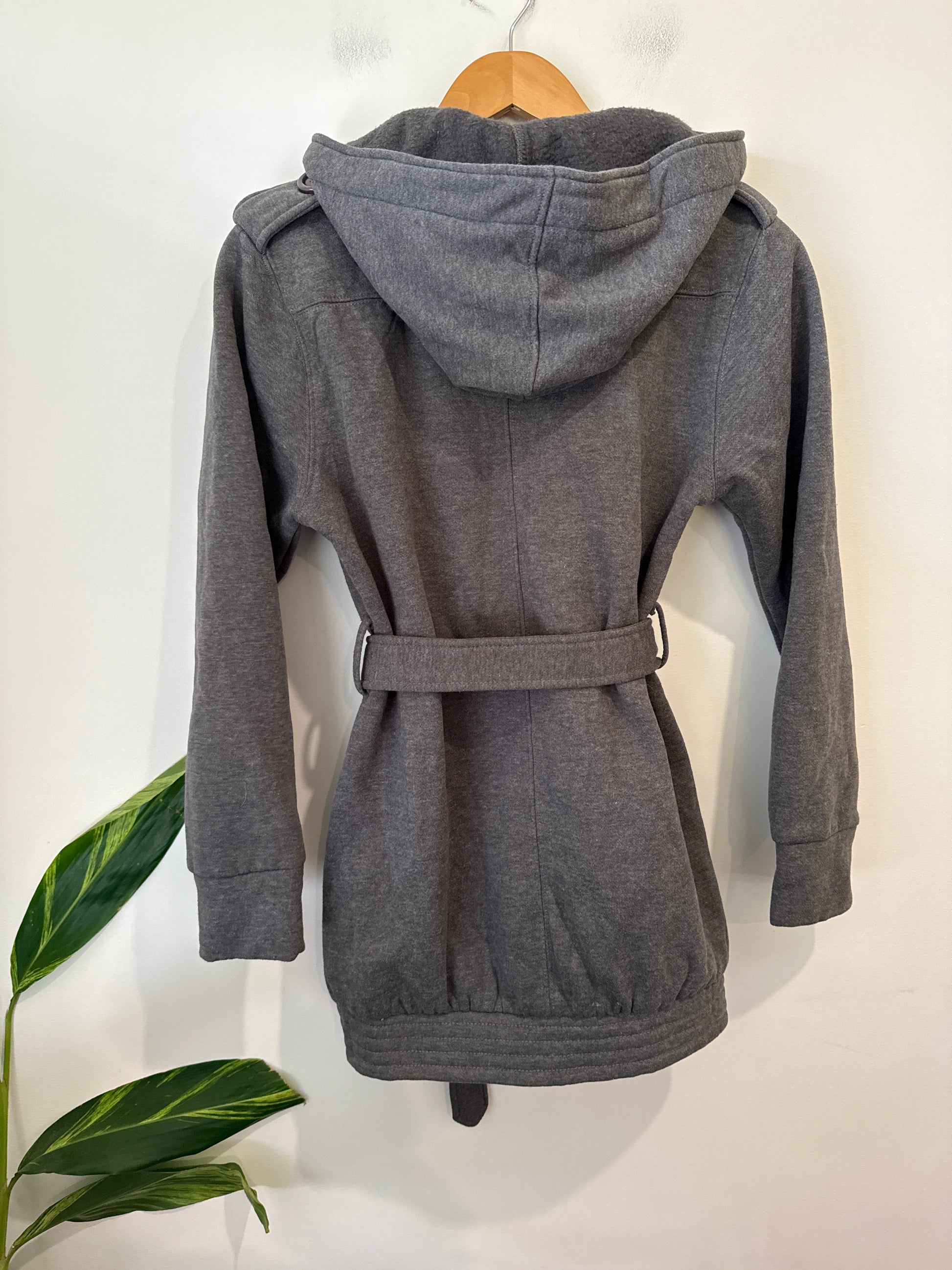 Grey Belted Hooded Fleece Coat | U/Arm to U/Arm 46cm