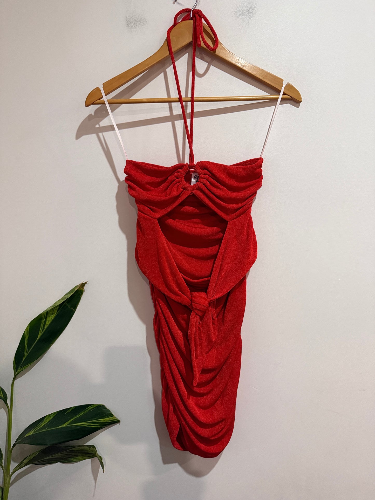 Princess Polly Red Ruched Halter Mini Dress | AU/UK 10