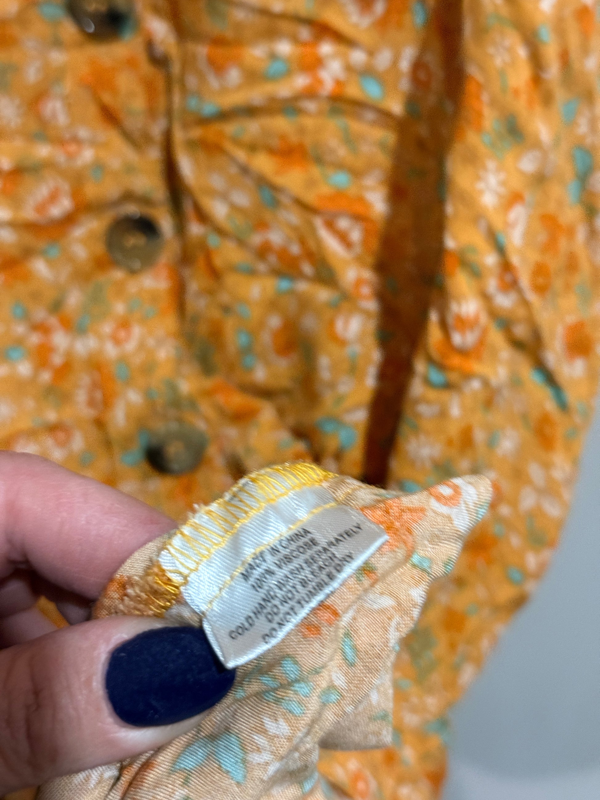 Silver Wishes Orange Floral Button Front Midi Dress | Size 8