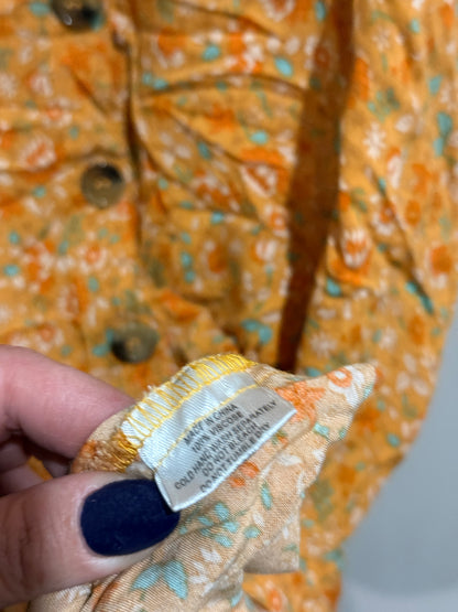Silver Wishes Orange Floral Button Front Midi Dress | Size 8