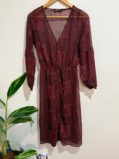 Cotton On Paisley Print Sheer Maxi Shirt Dress | Size S