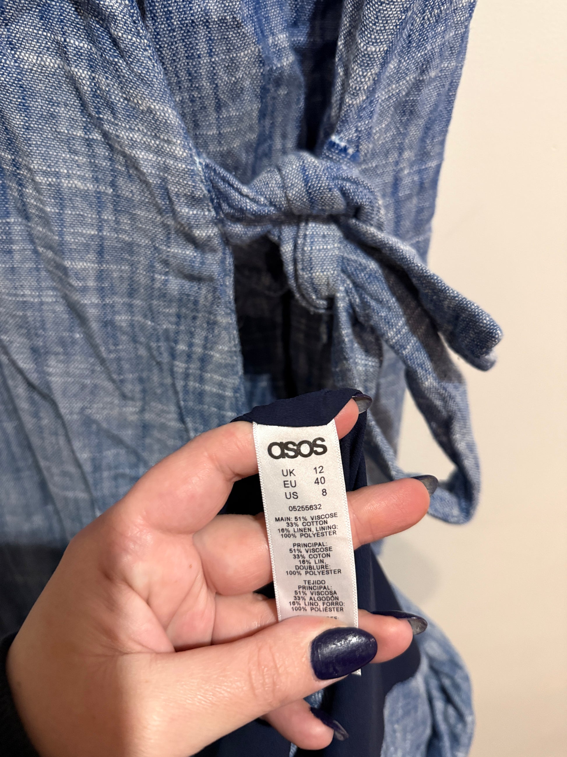 ASOS Blue Chambray Wrap Dress | UK 12