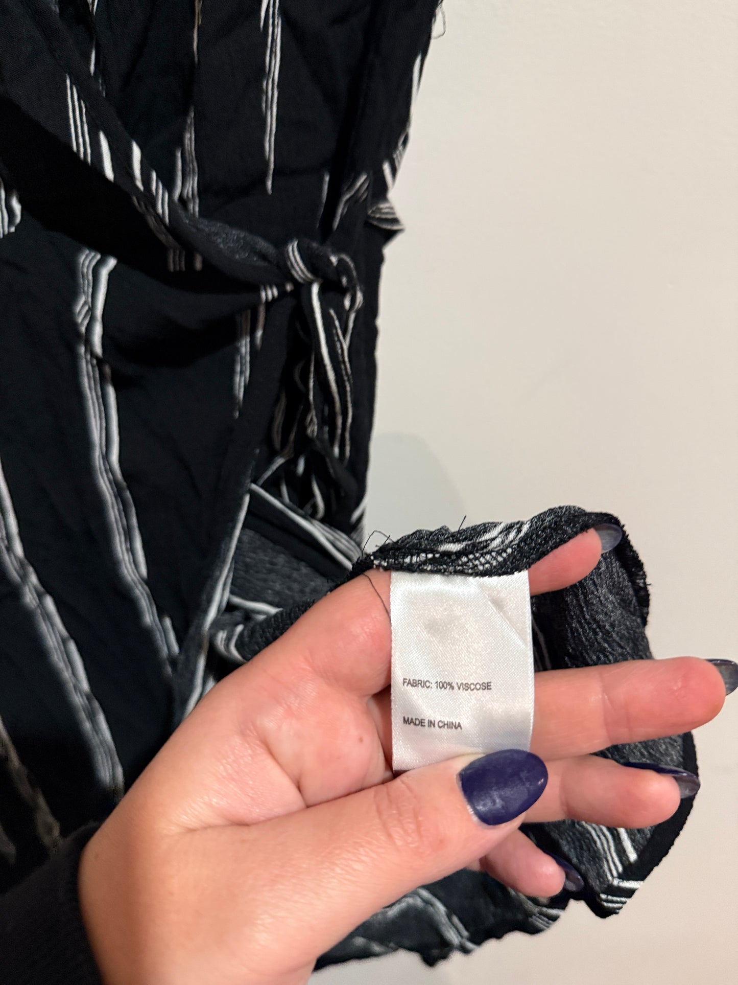 Jay Jays Black Striped Wrap Dress | Size 8