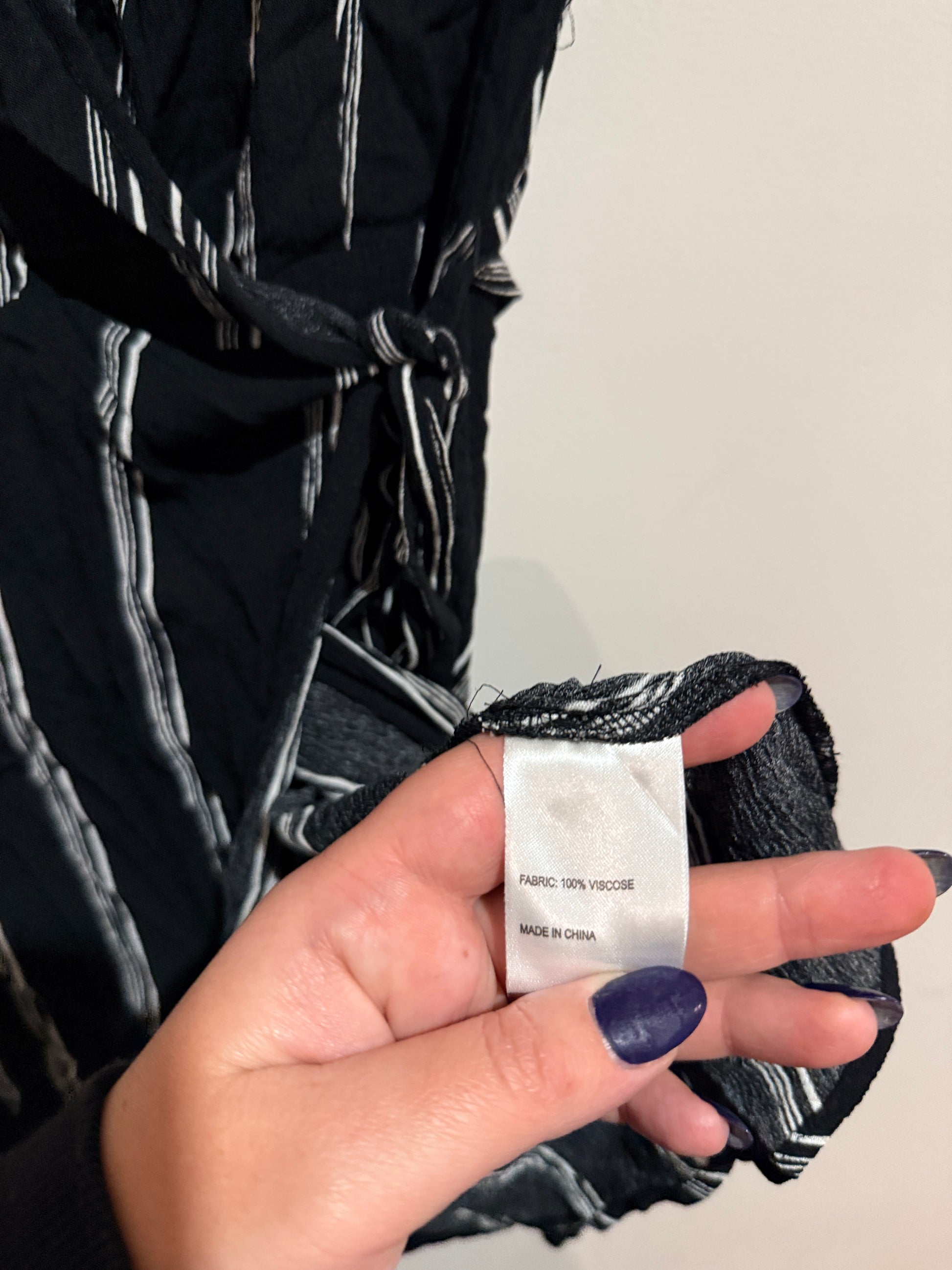 Jay Jays Black Striped Wrap Dress | Size 8