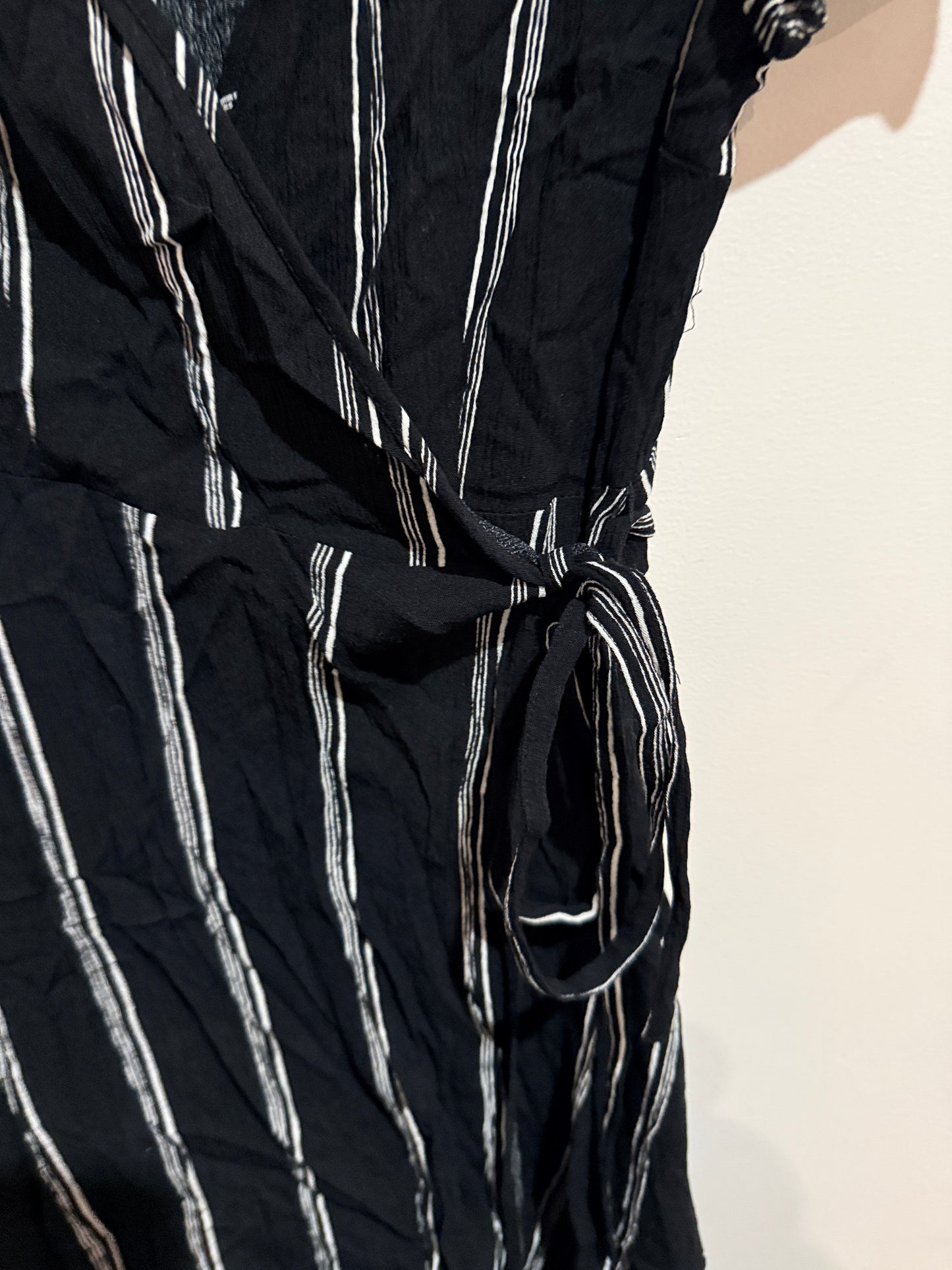 Jay Jays Black Striped Wrap Dress | Size 8