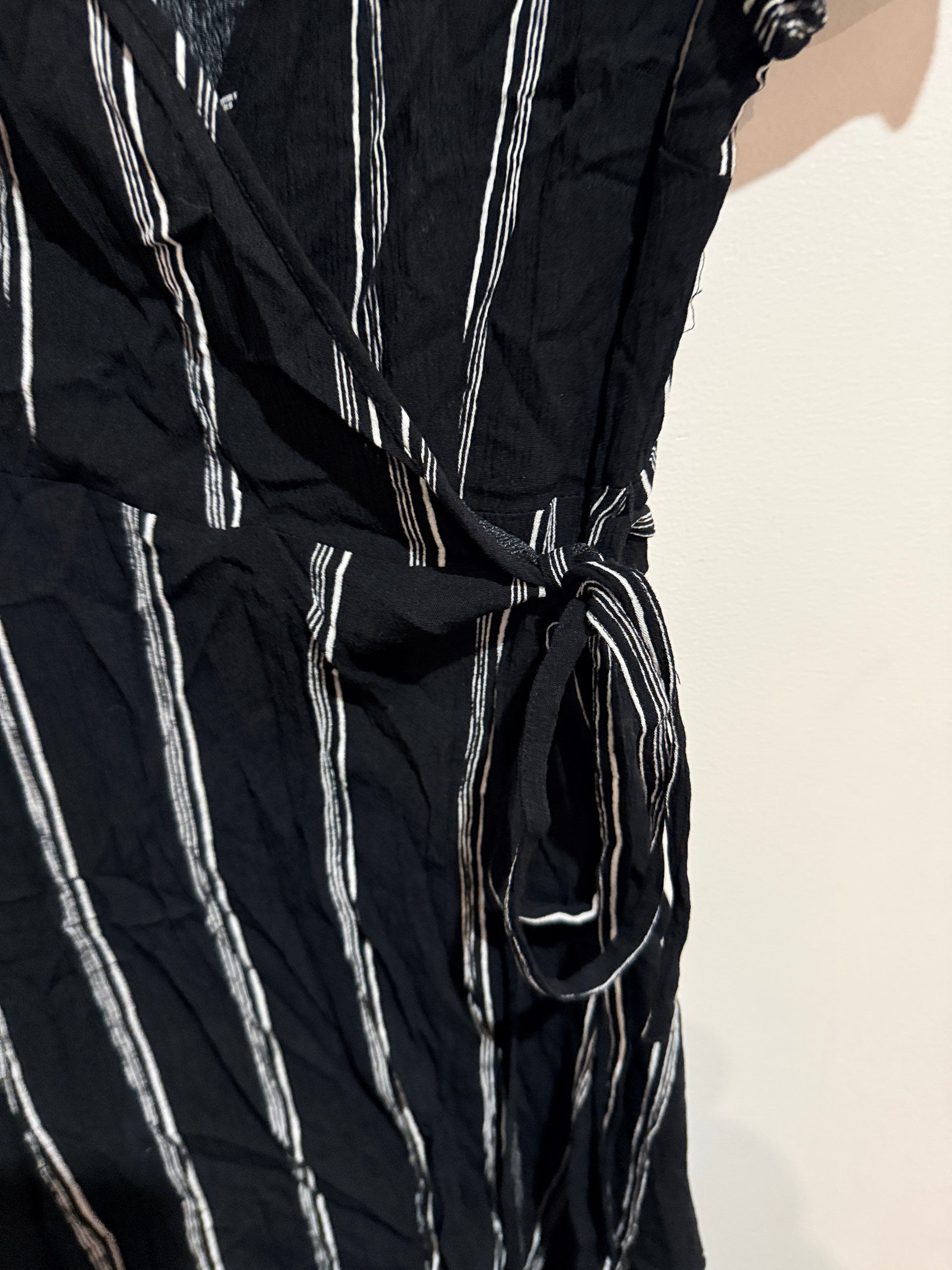 Jay Jays Black Striped Wrap Dress | Size 8