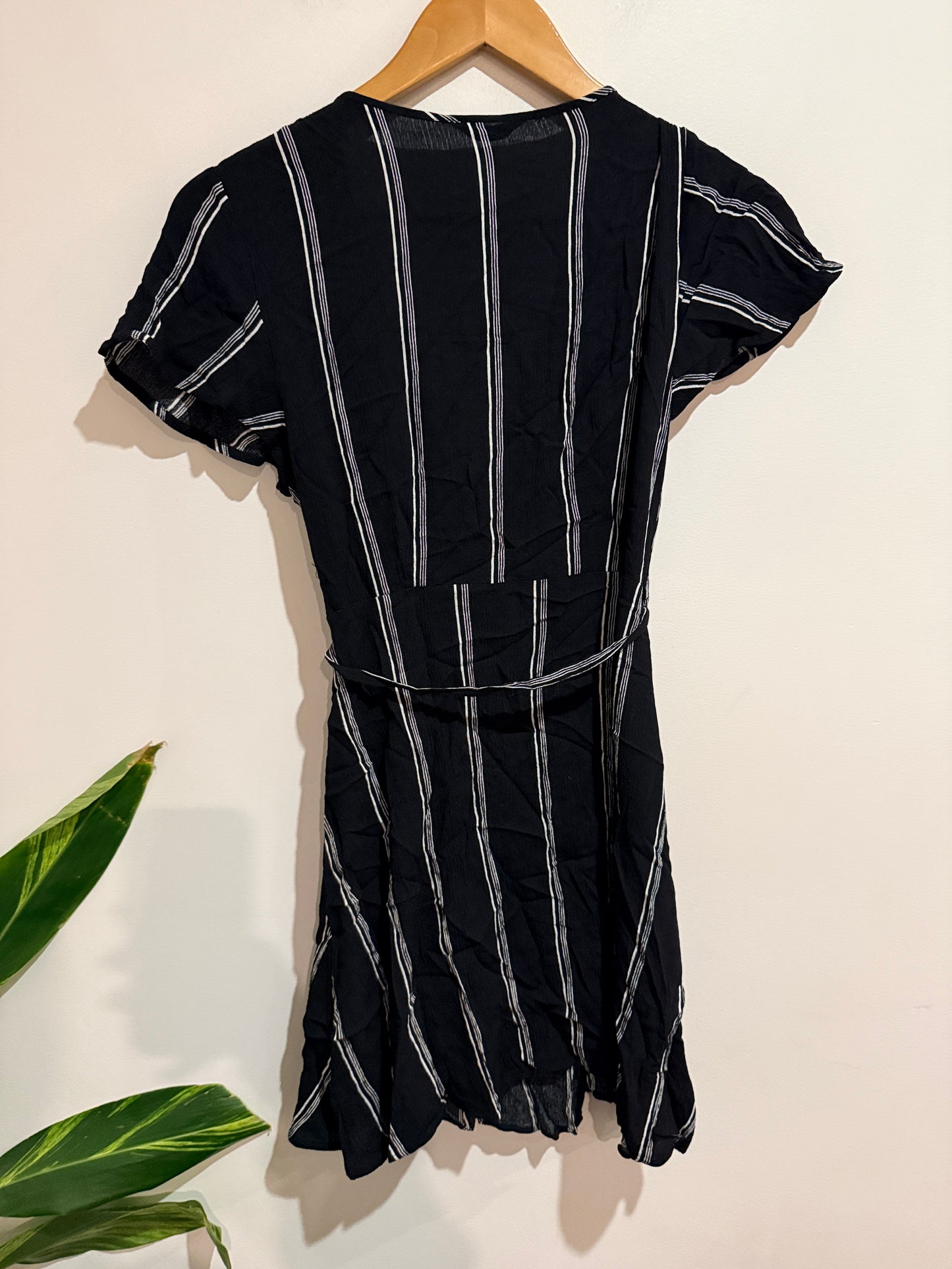 Jay Jays Black Striped Wrap Dress | Size 8