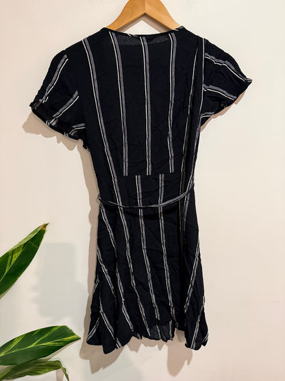 Jay Jays Black Striped Wrap Dress | Size 8