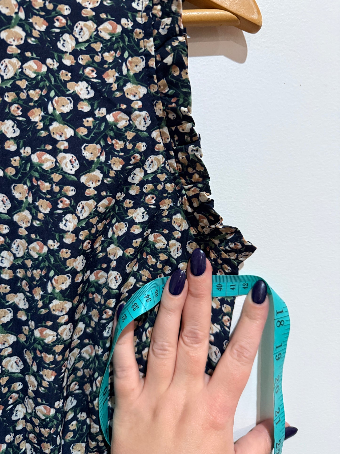 Navy Floral Ruffle Maxi Dress