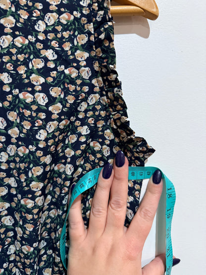 Navy Floral Ruffle Maxi Dress