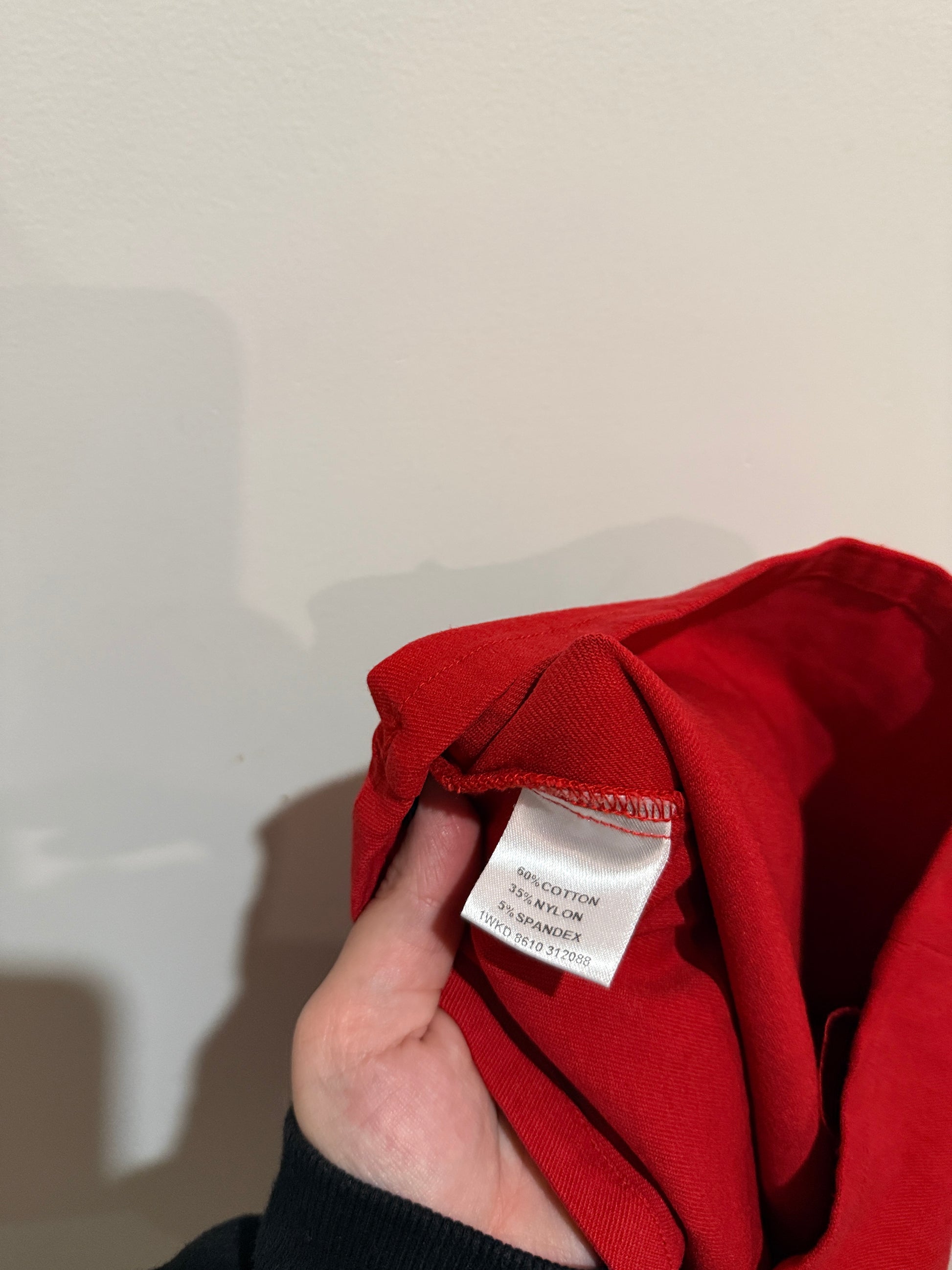 Mirrou Red Button Front Denim Mini Skirt