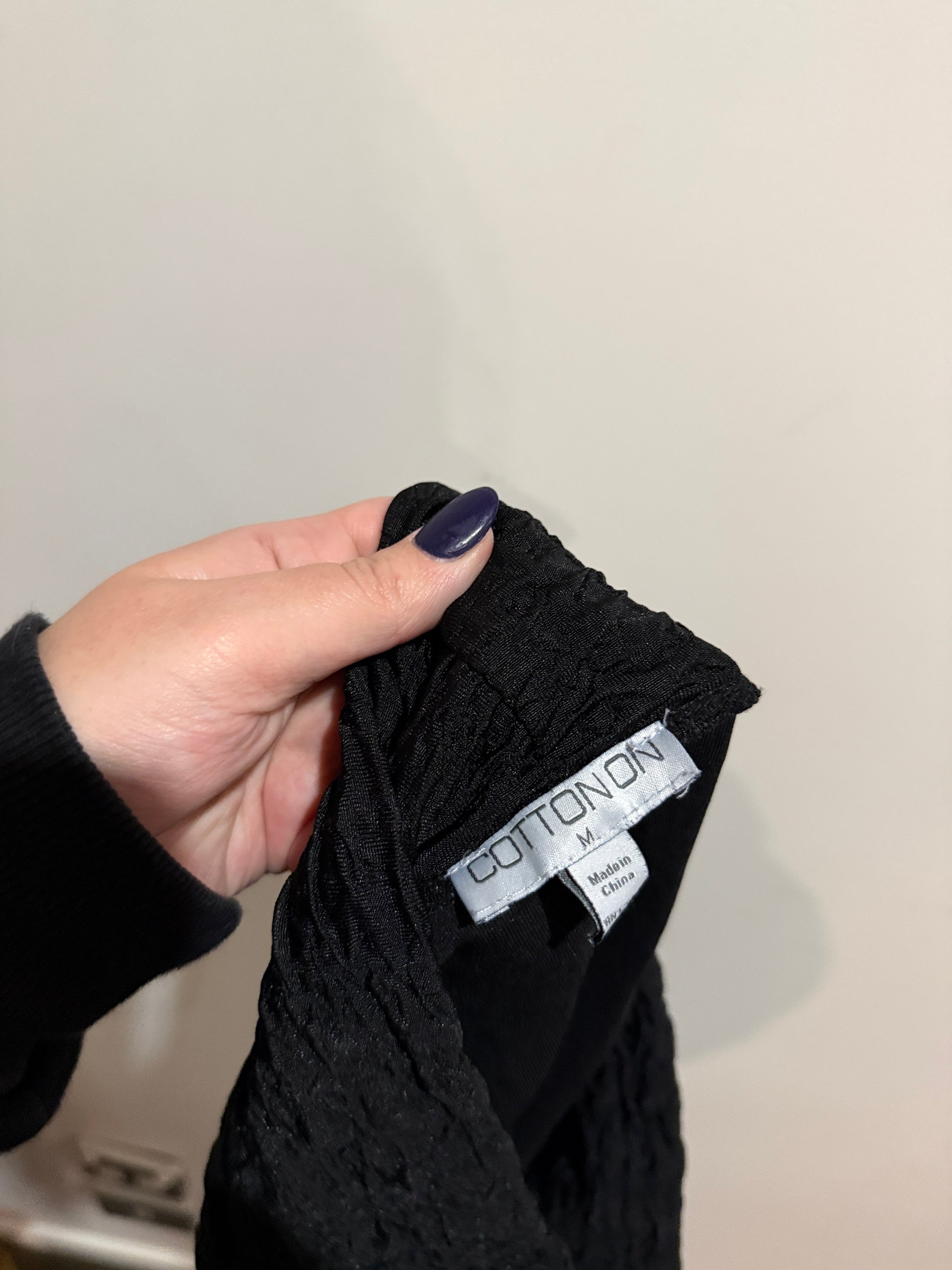 Cotton On Black Textured Mini Skirt | Size M