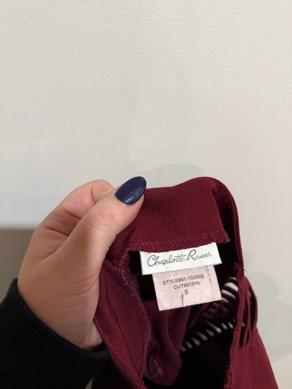 Charlotte Russe Burgundy Lace Up Flare Pants | Size S