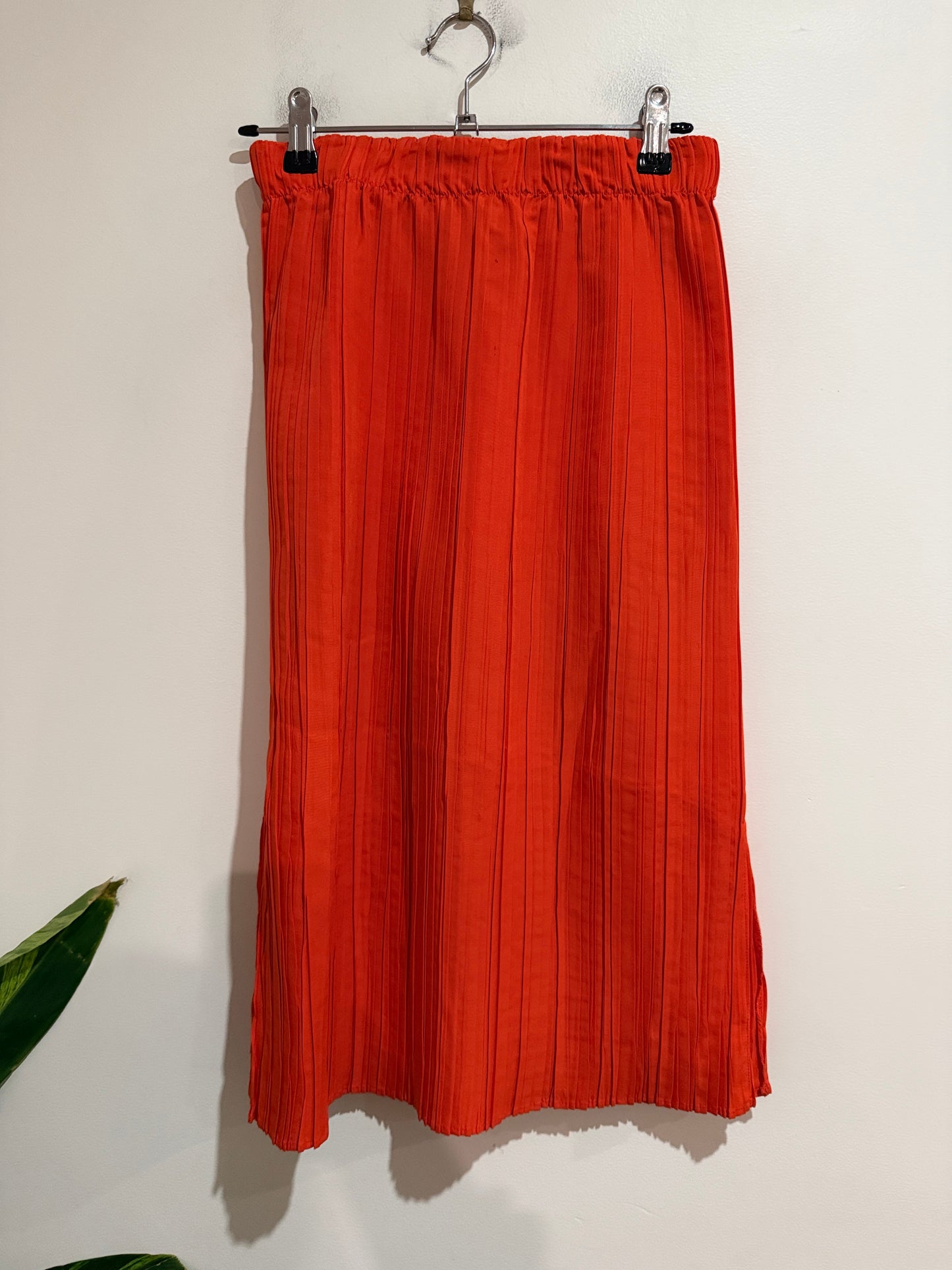Gorman Orange Pleated Midi Skirt | Size L