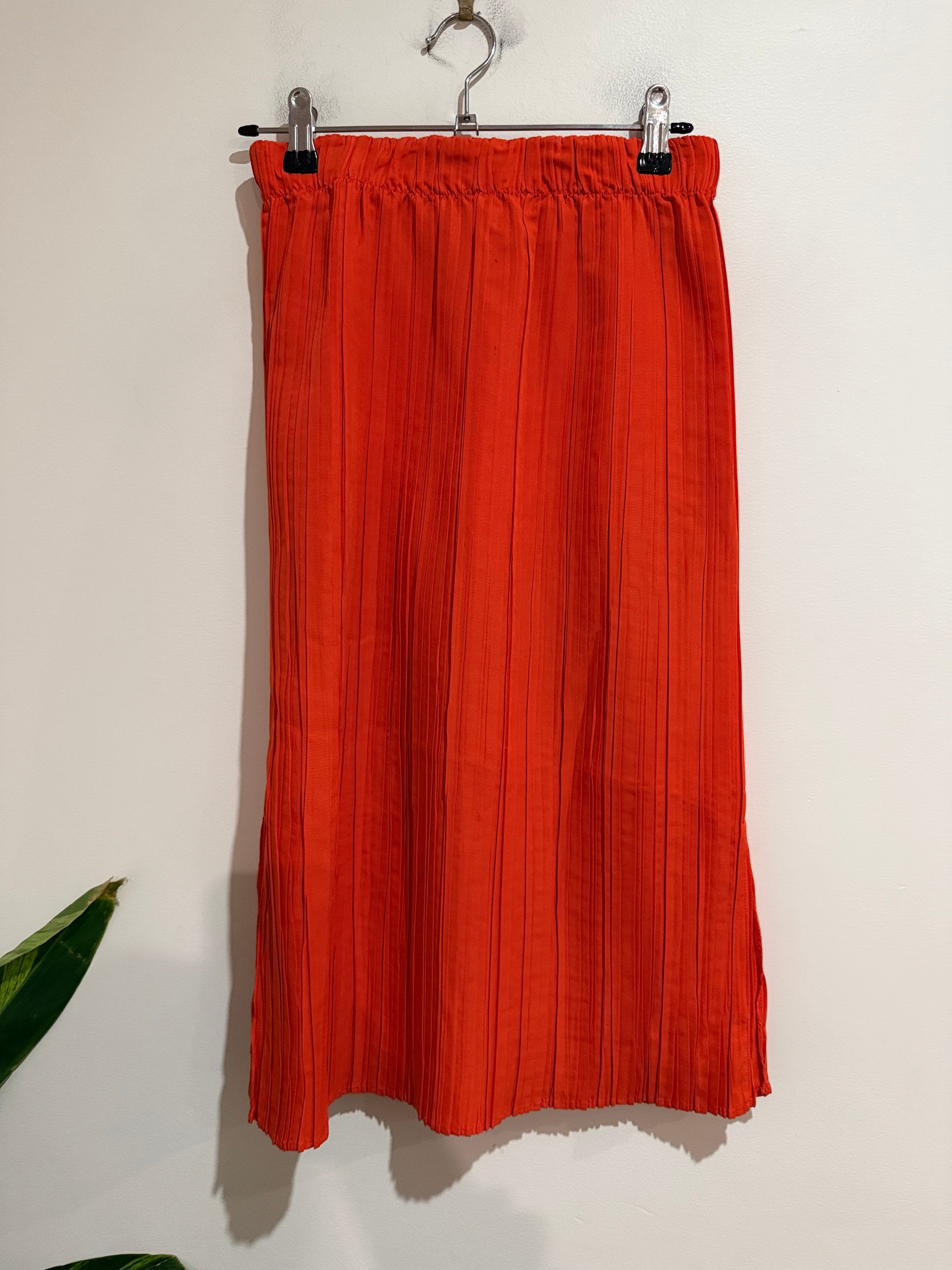 Gorman Orange Pleated Midi Skirt | Size L