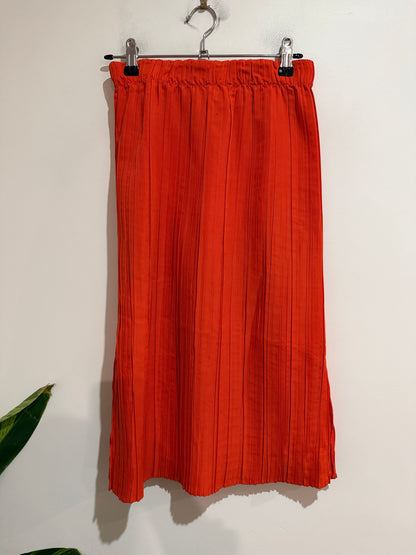 Gorman Orange Pleated Midi Skirt | Size L