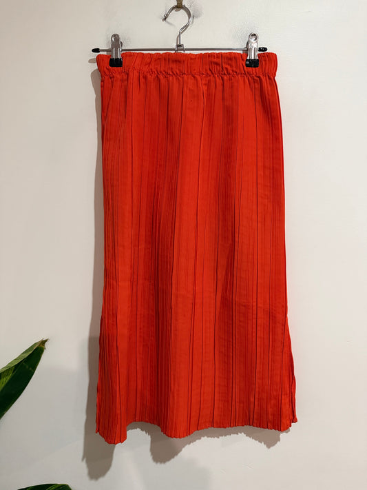 Gorman Orange Pleated Midi Skirt | Size L