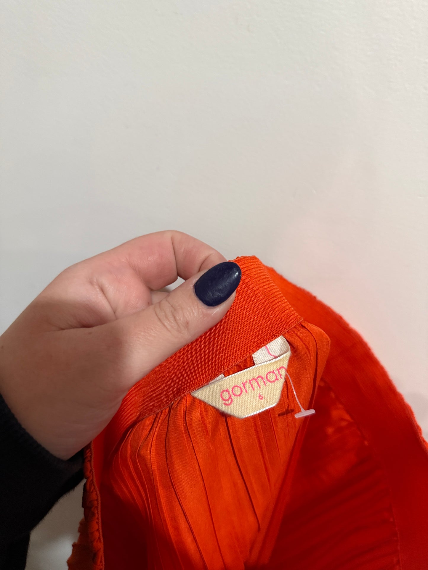 Gorman Orange Pleated Midi Skirt | Size L