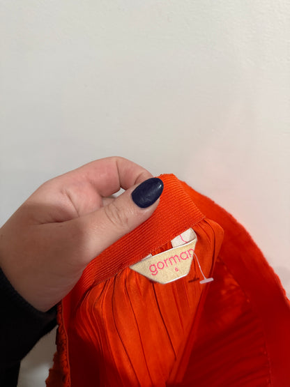 Gorman Orange Pleated Midi Skirt | Size L