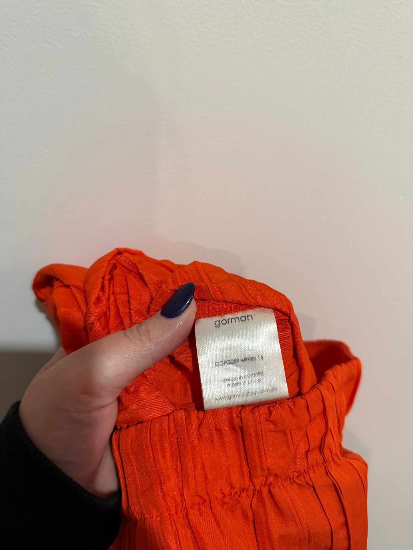 Gorman Orange Pleated Midi Skirt | Size L