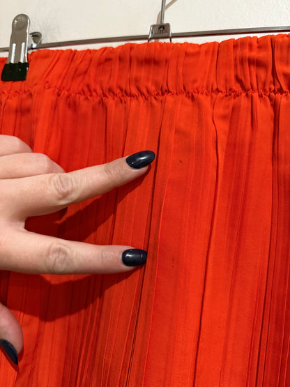 Gorman Orange Pleated Midi Skirt | Size L