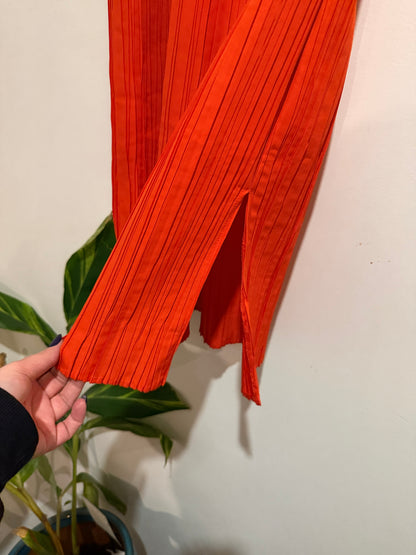 Gorman Orange Pleated Midi Skirt | Size L