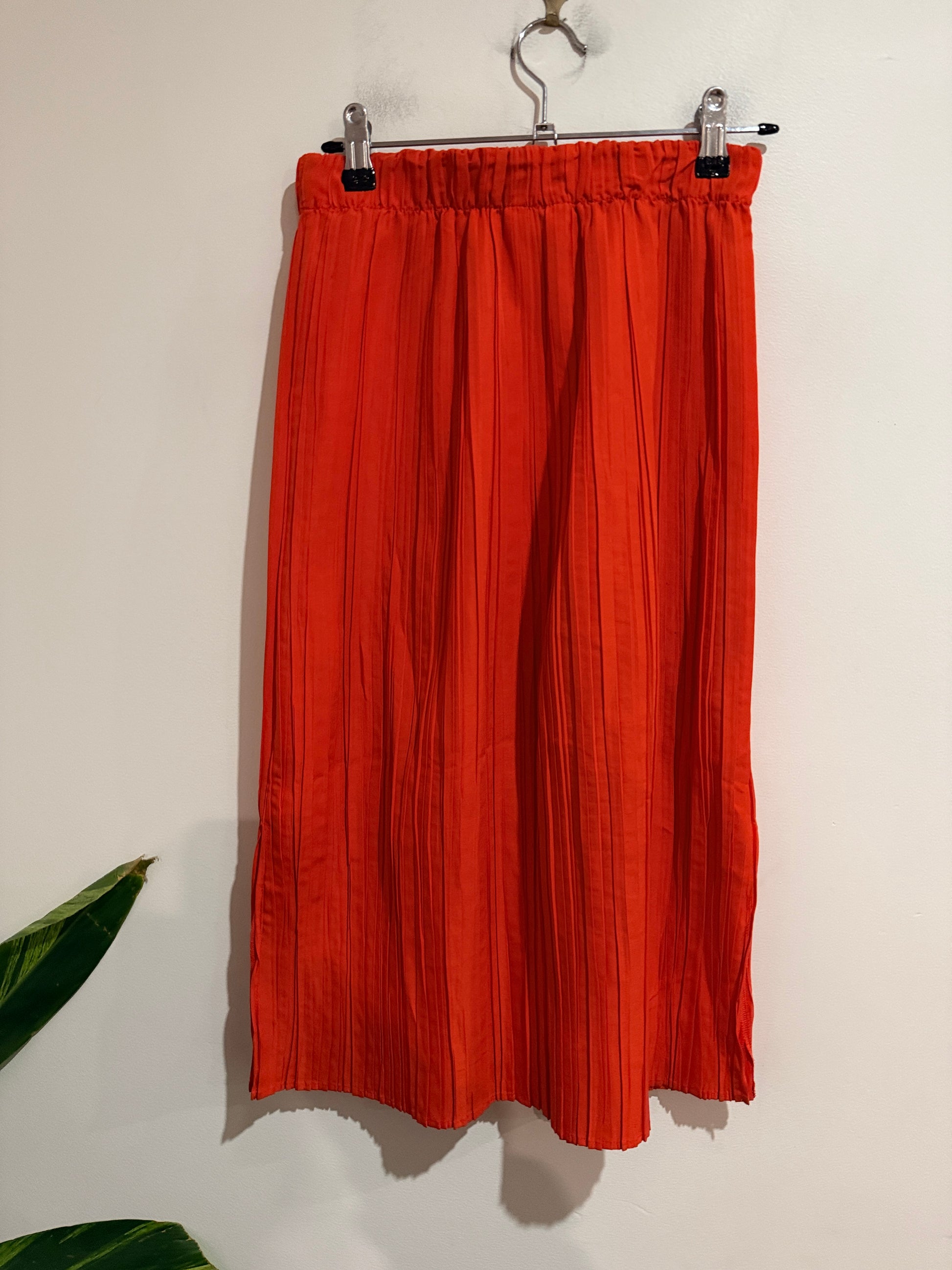 Gorman Orange Pleated Midi Skirt | Size L