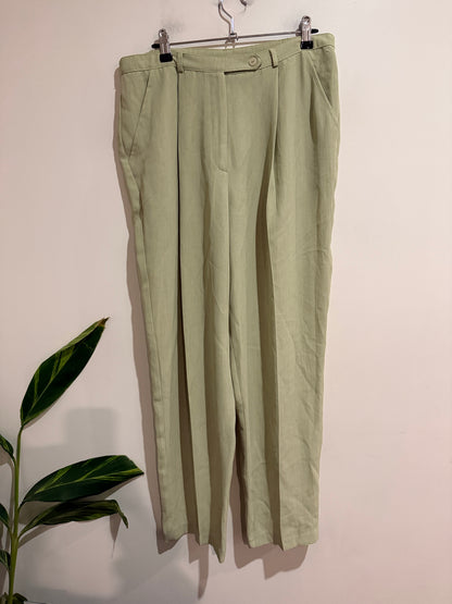 Liz Jordan Sage Green Pleated Tapered Pants | Size 14