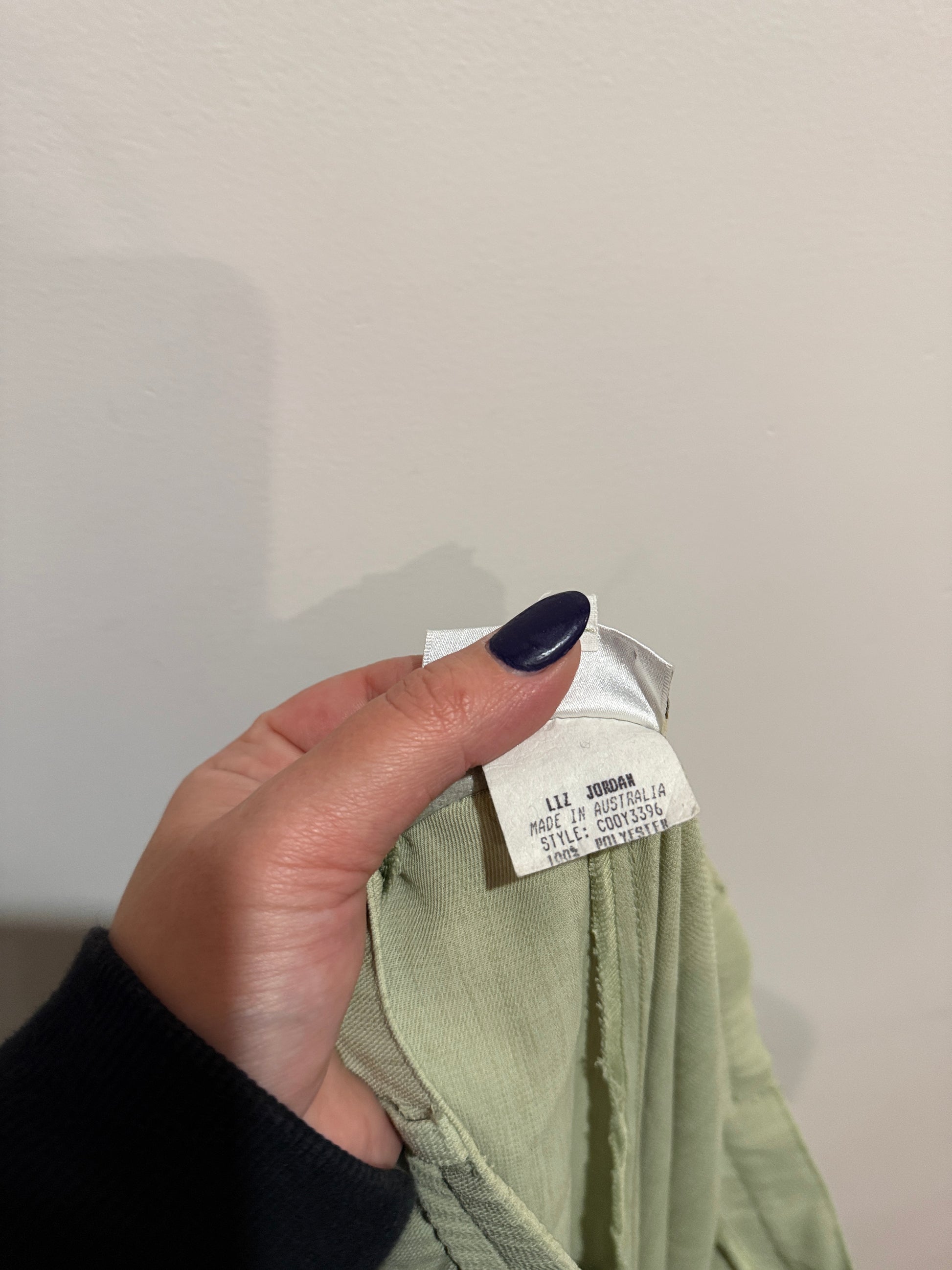 Liz Jordan Sage Green Pleated Tapered Pants | Size 14