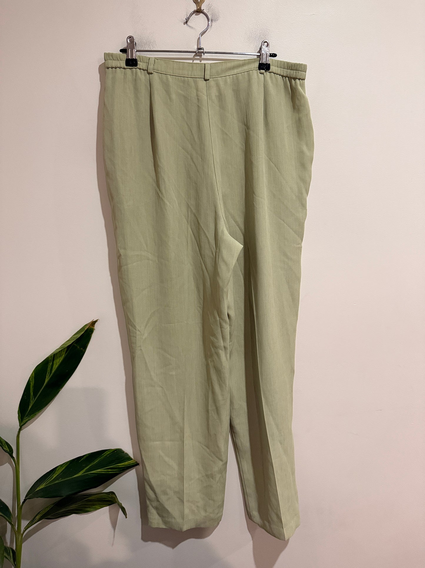 Liz Jordan Sage Green Pleated Tapered Pants | Size 14