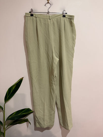 Liz Jordan Sage Green Pleated Tapered Pants | Size 14