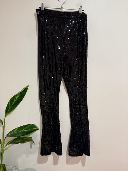 ASOS Black Sequin Flare Pants | UK 10
