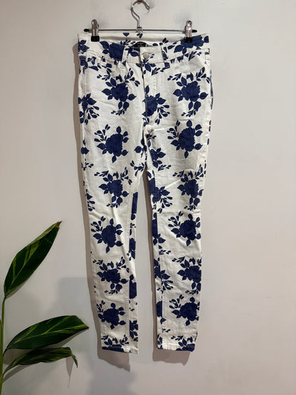 Garage White Floral Print Skinny Jeans | Size 10