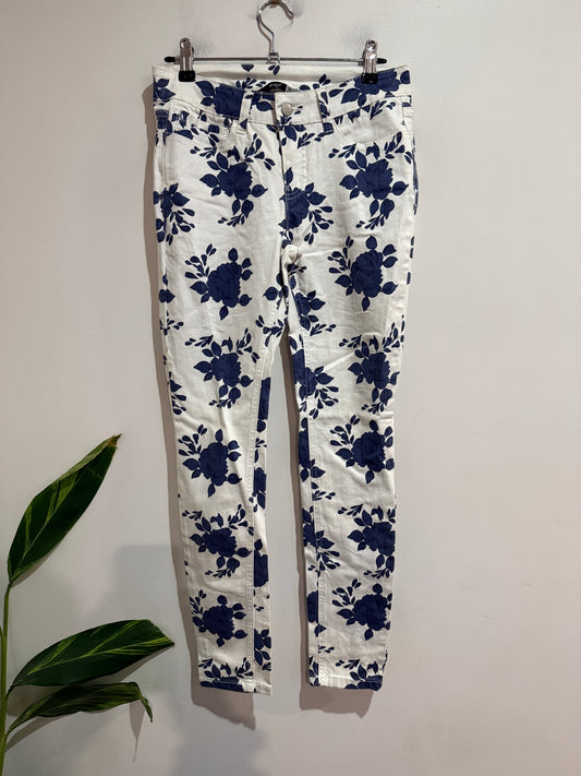 Garage White Floral Print Skinny Jeans | Size 10