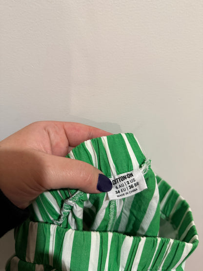 Cotton On Green Stripe Elastic Waist Shorts | AU 6