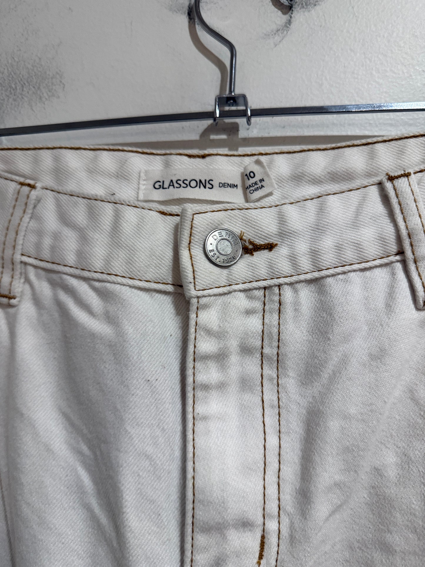 Glassons Denim White Wide Leg Jeans | Size 10