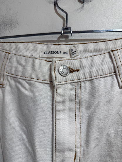 Glassons Denim White Wide Leg Jeans | Size 10