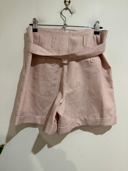 Dotti Pink Belted Paperbag Waist Shorts | Size 8