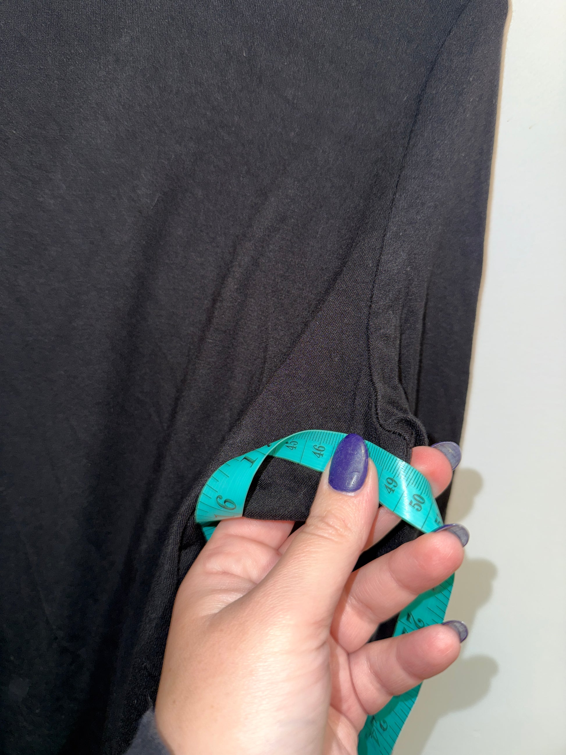 Black Sheer Hem Long Sleeve Top