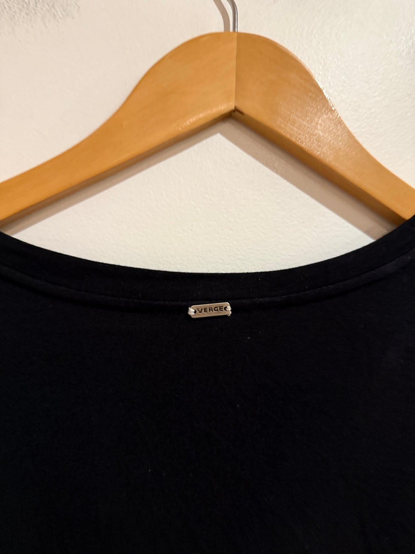 Black Sheer Hem Long Sleeve Top